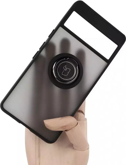 Bizon Hybrid Ring Back Cover Σιλικόνης / Tempered Glass Μαύρο (Google Pixel 7)