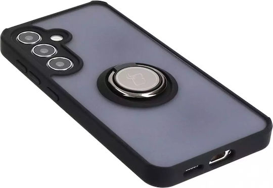 Bizon Hybrid Ring Back Cover Σιλικόνης / Tempered Glass Μαύρο (Galaxy S24)