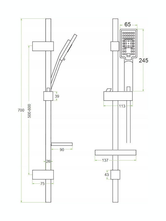 Invena Duschsäule ohne Armatur Silber