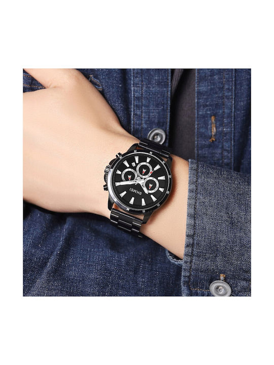 Skmei Herrenuhr Batterie mit Schwarz Metallarmband
