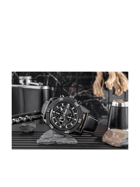 Skmei Men's Watch Battery with Black Leather Strap