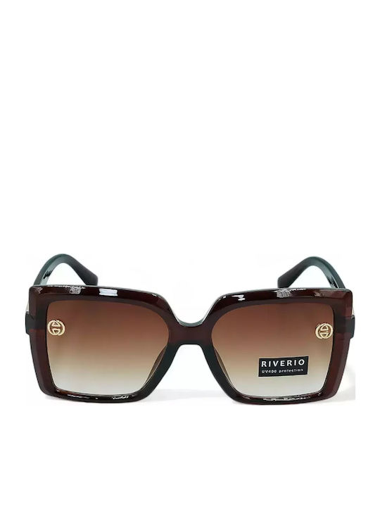 Riverio Women's Sunglasses with Brown Plastic Frame and Brown Gradient Lens