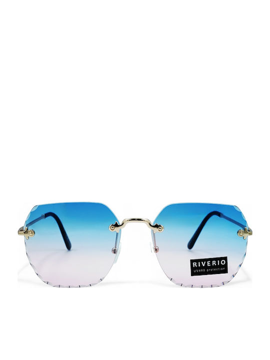 Riverio Unisex Γυαλιά Ηλίου με Χρυσό Μεταλλικό Σκελετό και Μπλε Ντεγκραντέ Φακό RV42413