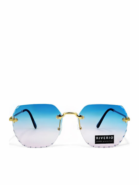 Riverio Unisex Γυαλιά Ηλίου με Χρυσό Μεταλλικό Σκελετό και Μπλε Ντεγκραντέ Φακό RV42413