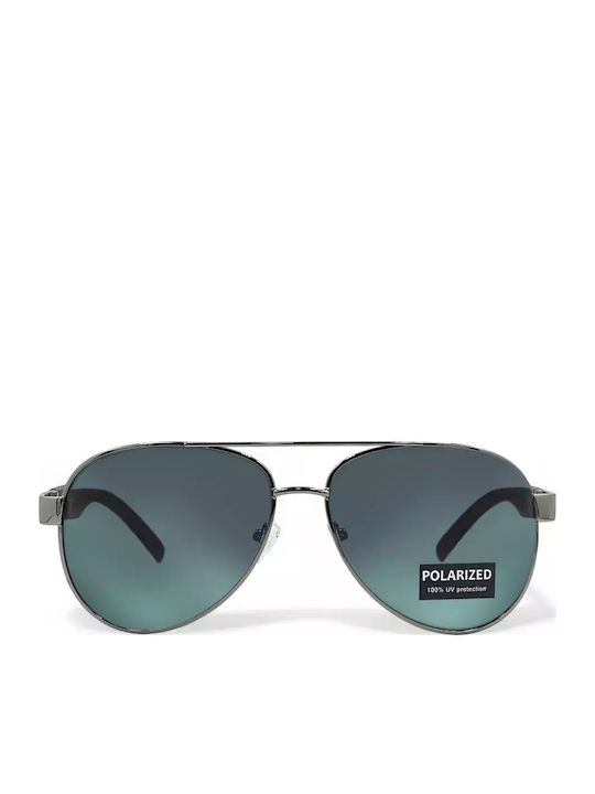 Riverio Men's Sunglasses with Navy Blue Metal Frame and Black Polarized Lens