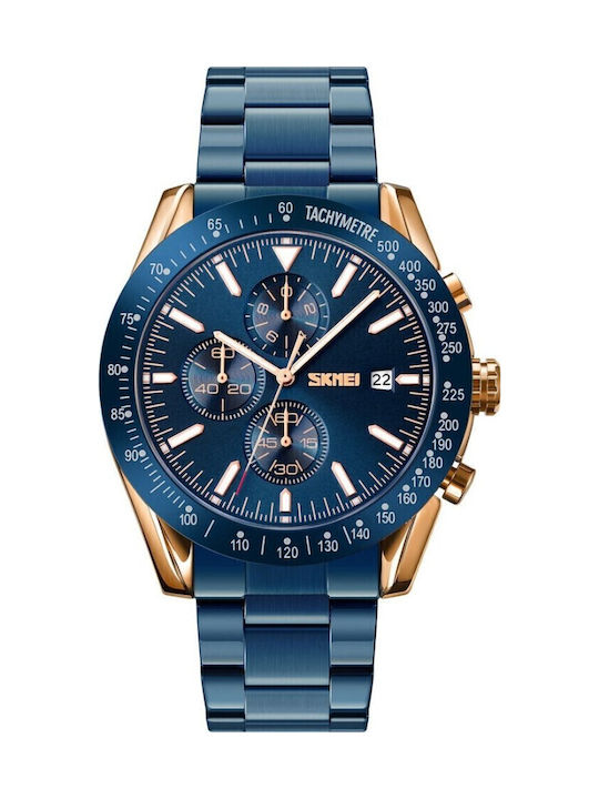 Skmei Men's Watch Battery with Blue Metal Bracelet