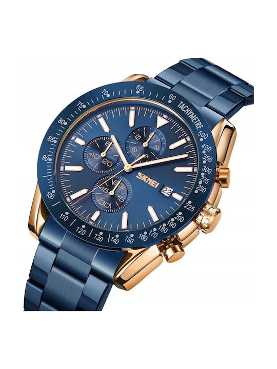 Skmei Men's Watch Battery with Blue Metal Bracelet