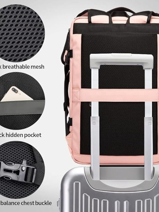 Bange 1908 Wasserdichte Rucksack für Laptop 17.3" mit USB-Anschluss in Rosa Farbe