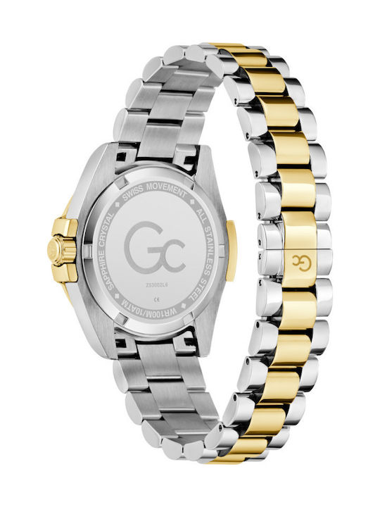 GC Watches Lady Γυναικείο Ρολόι 34mm Μπαταρίας με Ασημί Μεταλλικό Μπρασελέ