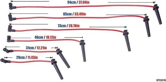 Καλώδια Ανάφλεξης Powertec Powertec Ford Mondeo Mk3 2.5 V6 Κόκκινα