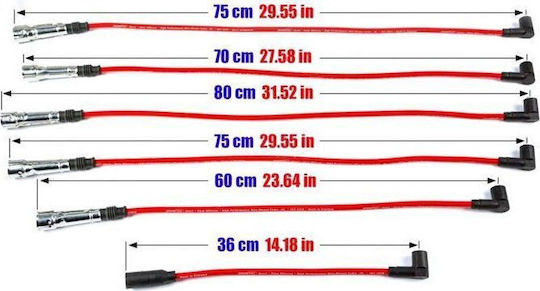 Powertec Ignition Wires Powertec Audi 90 100 200 A6 Coupe VW T4 83-95 Red