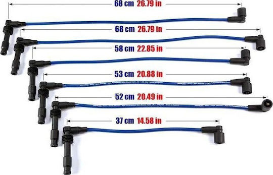 Καλώδια Ανάφλεξης Powertec Powertec Opel Calibra Vectra Omega Saab 900 2.5 3.0 V6 Κόκκινα
