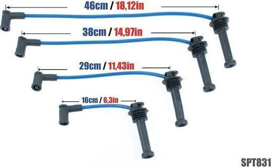 Καλώδια Ανάφλεξης Powertec Powertec Ford Fiesta Focus Fusion Mondeo 98-04 Μπλε