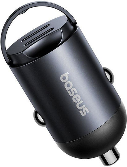 Baseus Tiny Star Mini Auto-Ladegerät 30W 3.5A mit Anschlüssen: 2xType-C Schwarz Farbe