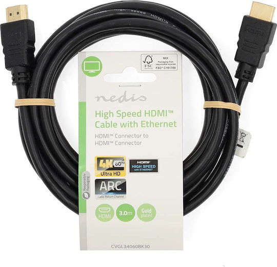 Nedis HDMI 2.0 Premium High Speed 4K 60Hz HDR Kabel HDMI-Stecker - HDMI-Stecker 3m Schwarz
