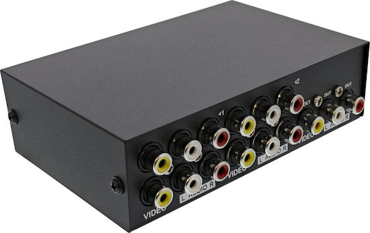 AV Inline-Schalter Manuell 4 Ports 3x RCA Ein/Aus