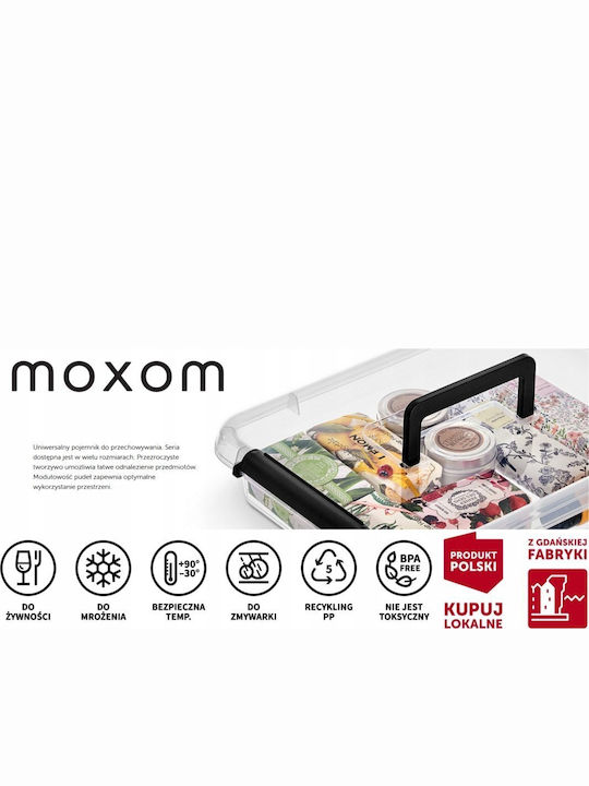 Moxom Plastic Storage Box with Wheels and Lid Transparent 58x39x35cm 1pcs