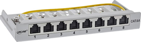 Inline Inline Πίνακας Patch Cat.6a 0.5u 8 Θύρες Τραπέζι Τοίχο Ράγα Προστασία Σκόνη Γκρι