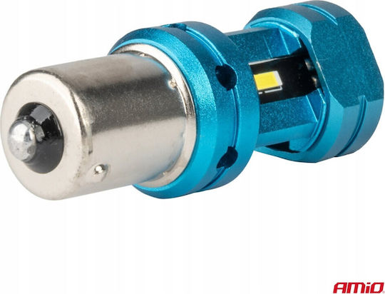 AMiO Λάμπες Αυτοκινήτου BA15S / P21W / R10W / R5W Canbus LED 6000K Ψυχρό Λευκό 12-24V 2τμχ