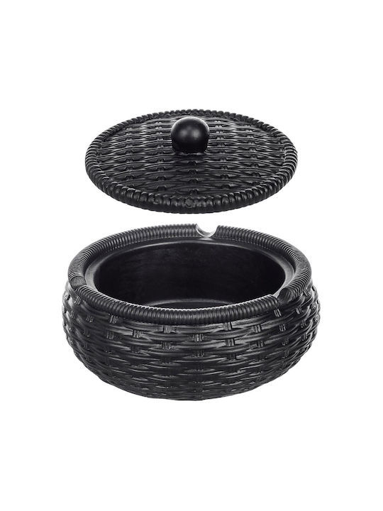 Round Cement Ashtray Lid Black 11x5cm