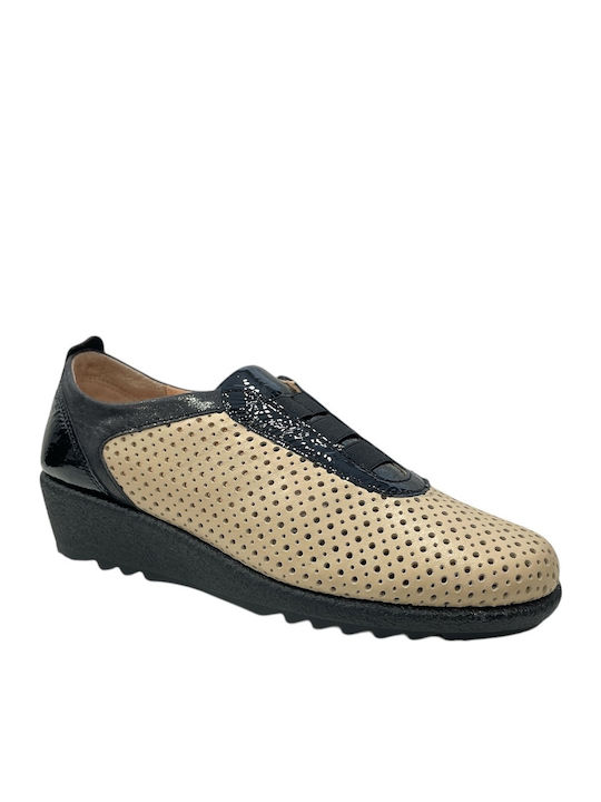 Γυναικεία Slip-On Δερμάτινα Μπεζ