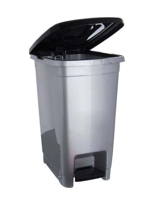 Orion Waste Bin Waste Plastic with Pedal Silver 36x28x45cm 1pcs
