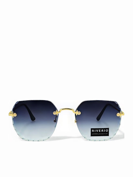 Riverio Unisex Γυαλιά Ηλίου με Χρυσό Μεταλλικό Σκελετό και Μπλε Ντεγκραντέ Φακό RV42411