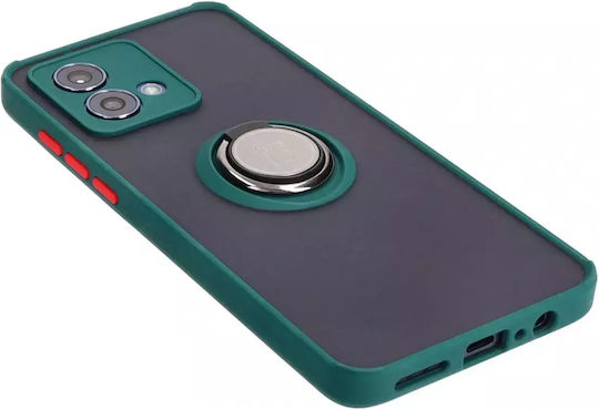 Bizon Hybrid Ring Back Cover Σιλικόνης / Tempered Glass Πράσινο (Moto G84)
