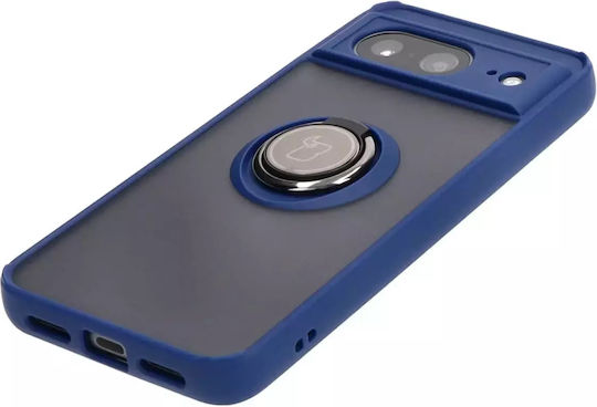Bizon Hybrid Ring Umschlag Rückseite Silikon / Gehärtetes Glas Marineblau (Google Pixel 8)