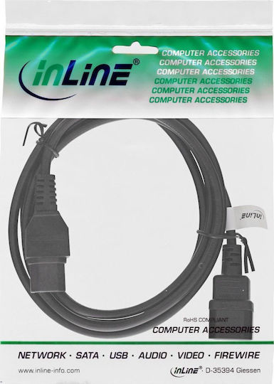 InLine IEC C15 / IEC C14 - IEC C15 / IEC C14 Cable 0.5m Black