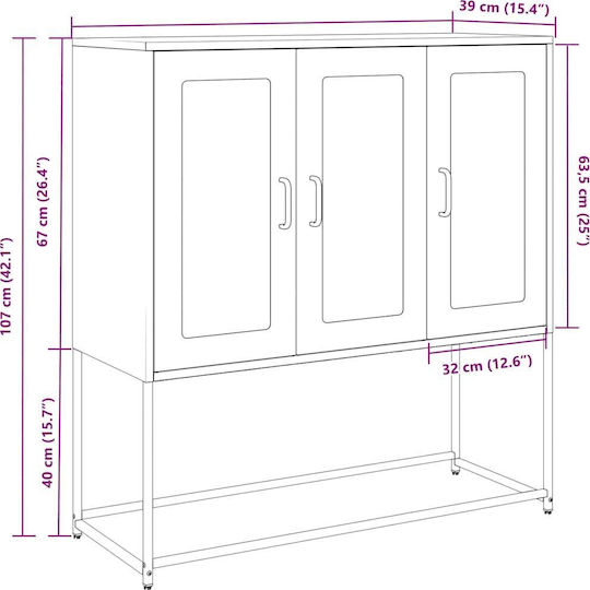 Μπουφές από Μέταλλο Μαύρο 100.5x39x107cm