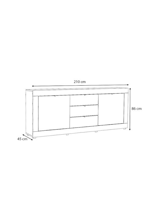 Bufet Ocean cu Sertare Alb 210x45x86cm