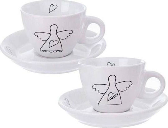 Orion Set Tassen Kaffee aus Porzellan Weiß 90ml 2Stück