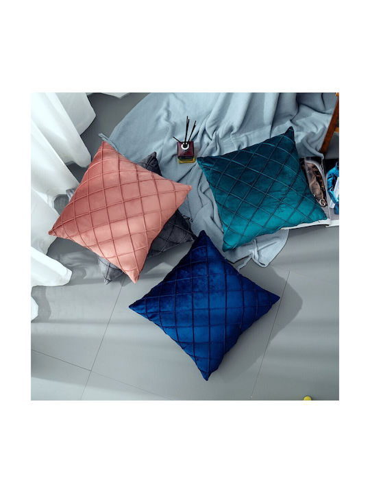 Lenjerii Deosebite Dekorativer Kissenbezug aus Samt Blau 0010 45x45cm