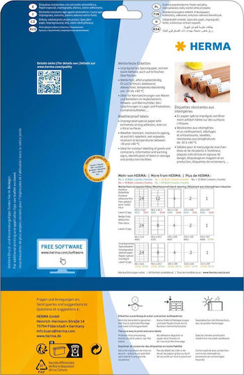 Herma Self-Adhesive Rectangular A4 Labels 210x297mm