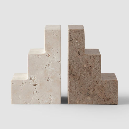 Printworks Bookends Stair Cube Calcium Travertine