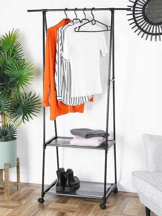 Vilde Wheeled Floor Garment Rack made of Metal Black 88x44x160cm