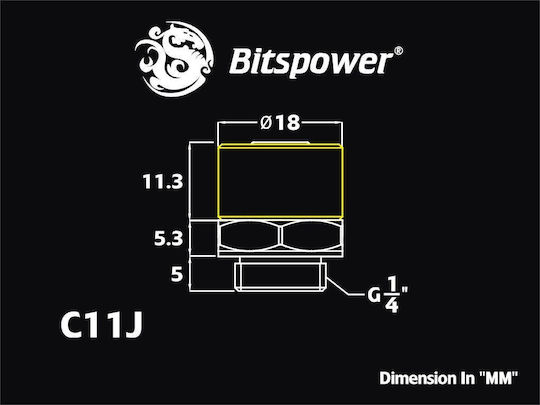 Bitspower 1/4" 11/8 Mm Μαύρο Ματ Bp-mbwp-c11j