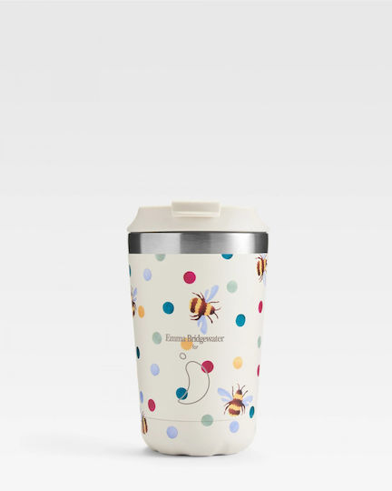Chilly's Coffee Cup Emma Bridgewater Glass Thermos Stainless Steel BPA Free 340ml Polka Bees with Straw