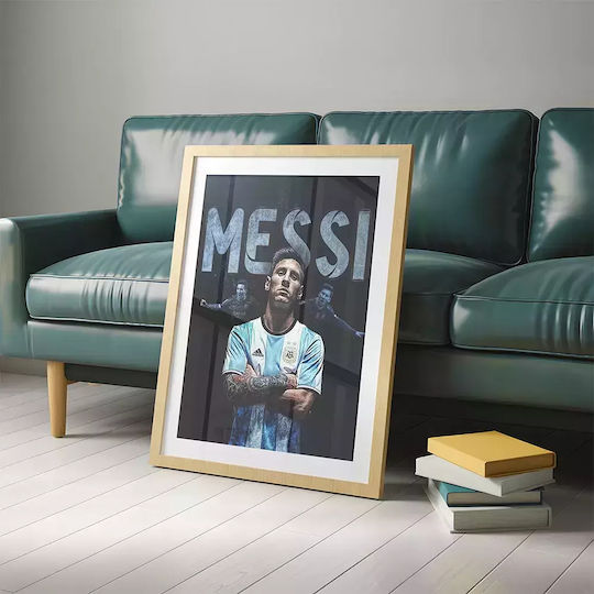 Poster Messi Sc001 21cm X 30cm Μαύρο Ξύλινο Κάδρο
