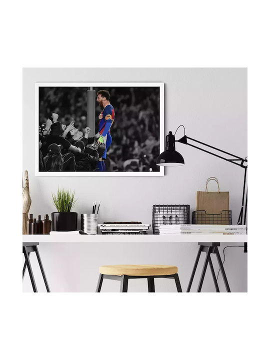 Poster Messi Barca Sc037 21cm X 30cm White Frame Pvc 18x24