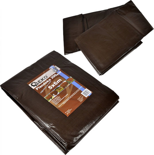 Geko Αδιάβροχος Μουσαμάς 200gr/m² 12x6μ. Βαρέως Τύπου Καφέ