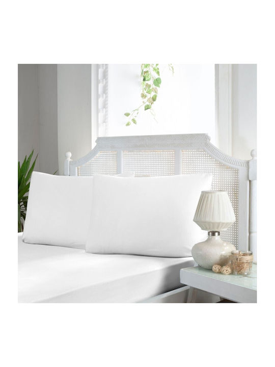 First Choice Set Cearșaf cu 2 Fețe de pernă King Size cu Elastic 180x200cm. Alb 3buc