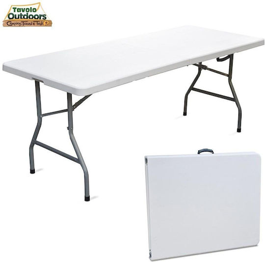 Bakaji Tabelle Metall für Camping Klappbar Campingmöbel 183x76x72cm Weiß