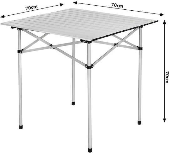 Bakaji Τραπέζι Αλουμινίου για Camping Πτυσσόμενο 70x70x70cm