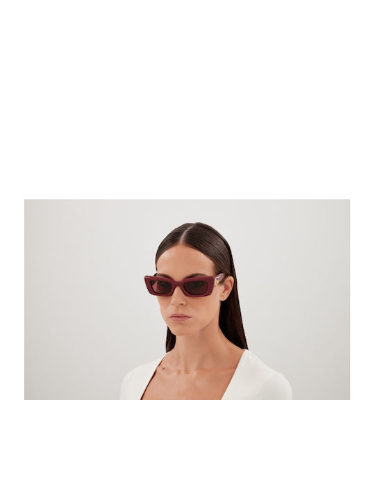 Gucci Damen Sonnenbrille mit Burgundisch Kunststoff Gestell und Burgundisch Linse GG1827S 003