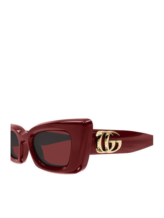Gucci Damen Sonnenbrille mit Burgundisch Kunststoff Gestell und Burgundisch Linse GG1827S 003