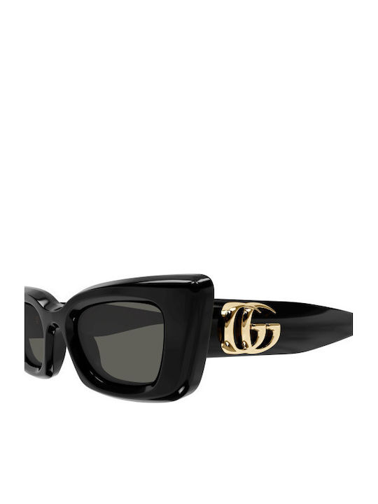 Gucci Women Sunglasses With Black Horn-Rimmed Frame And Grey Lens GG1827S 001