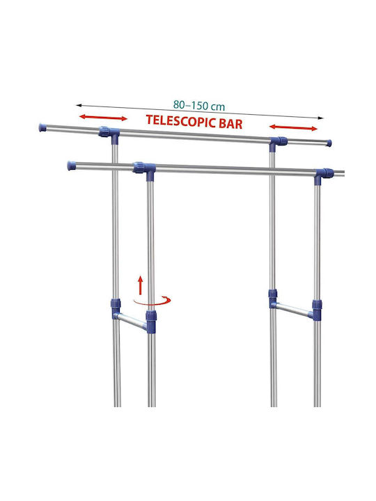 Bakaji Rollbar Kleiderständer Teleskopisch Silber