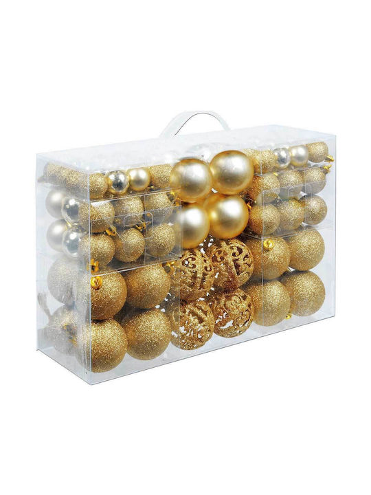 Ornament suspendat Glob Plastic Auriu 3buc Set 100buc